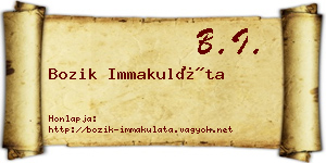 Bozik Immakuláta névjegykártya